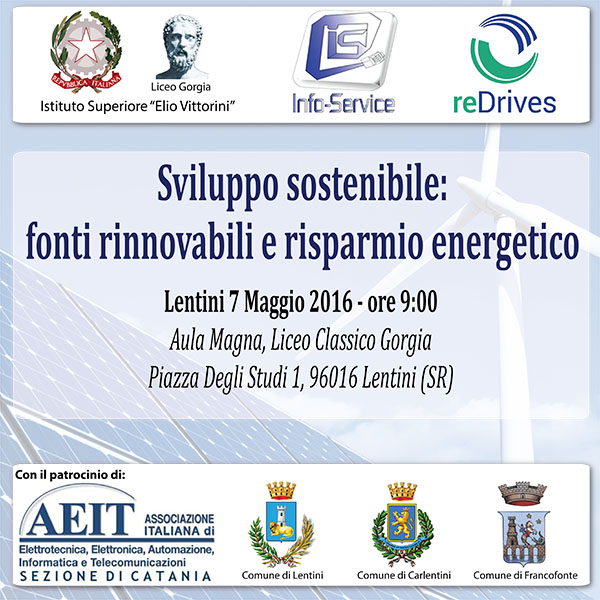Conferenza 07/05/2016: Sviluppo sostenibile: fonti rinnovabili e risparmio energetico